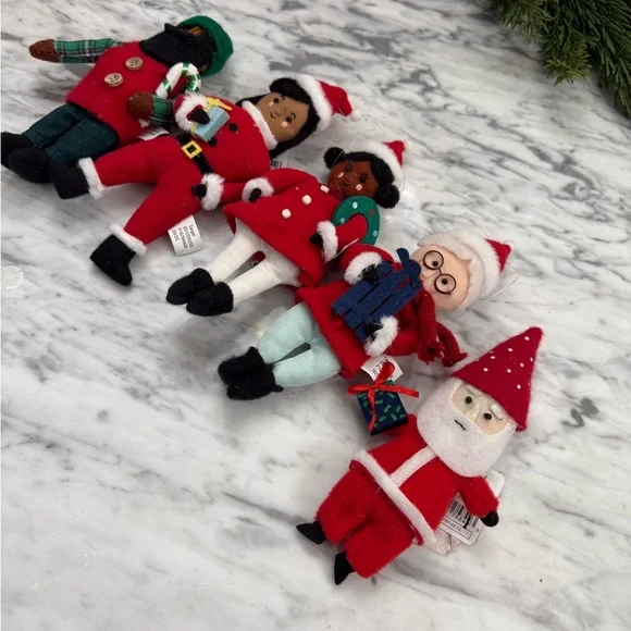 NWT Christmas Santa Felt People Ornaments - Set of 5 - Picture 3 of 3
